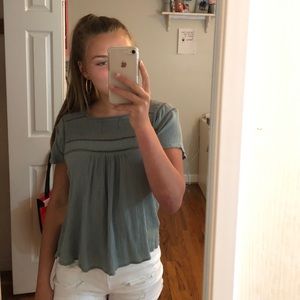 Green Flowy Top with Cutouts